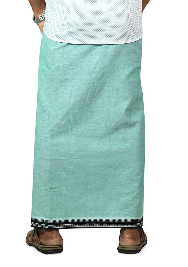 Green Cotton Selection Of 2 Kerala Style Thalapathi Pure Cotton Dhotis For Men