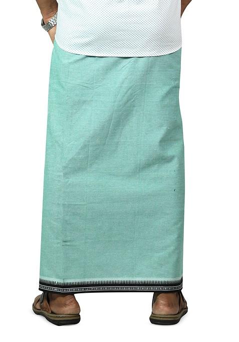 Green Cotton Selection Of 2 Kerala Style Thalapathi Pure Cotton Dhotis For Men