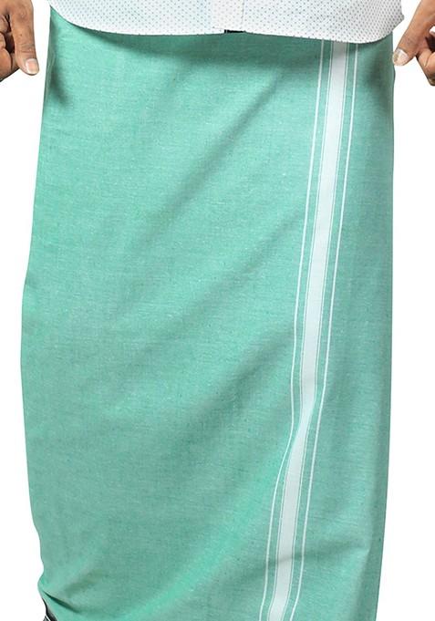 Green Cotton Selection Of 2 Kerala Style Thalapathi Pure Cotton Dhotis For Men