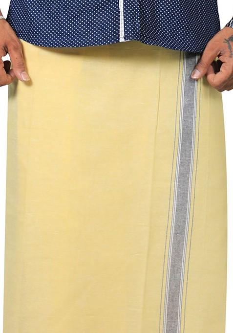 Yellow Cotton Selection Of 3 Kerala Style Thalapathi Pure Cotton Dhotis For Men