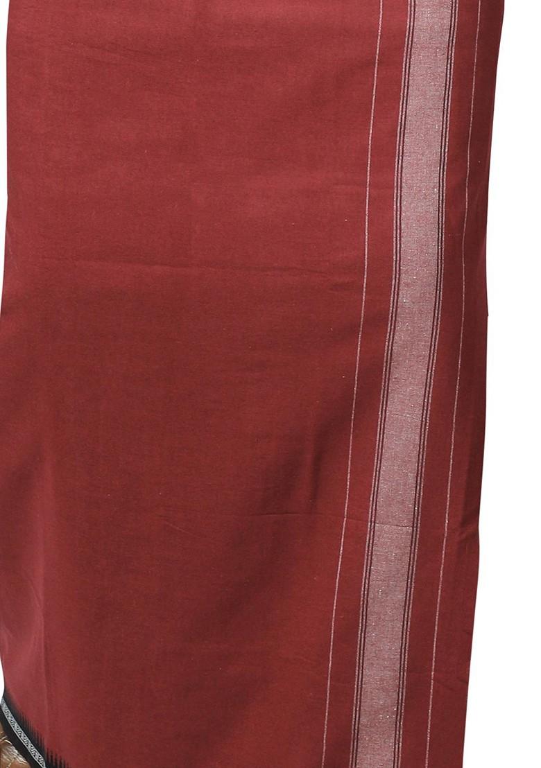 Red Cotton Pack Of 2 Cotton Dhotis For Men