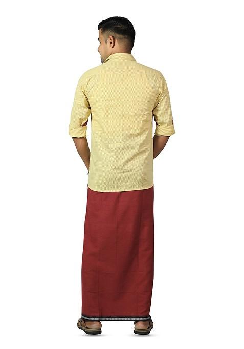 Red Cotton Pack Of 2 Cotton Dhotis For Men
