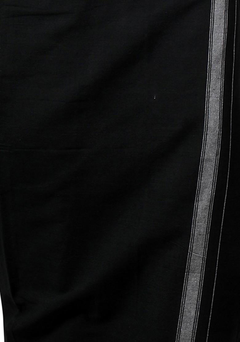 Black Cotton Selection Of 3 Pure Cotton Dhotis For Men - Indya