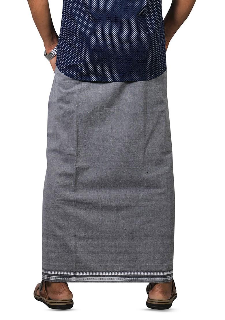 Grey Cotton Selection Of 5 Cotton Dhotis For Men - Indya