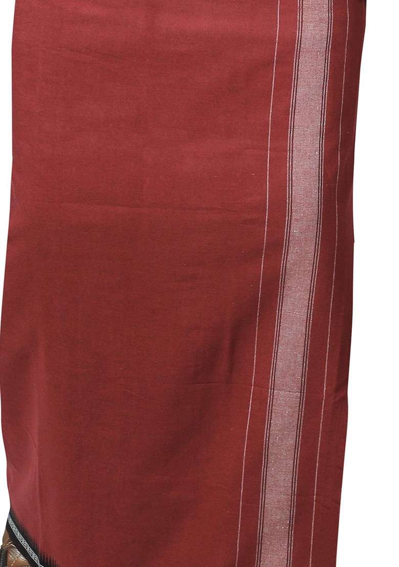 Grey Cotton Pack Of 2 Cotton Dhotis For Men - Indya