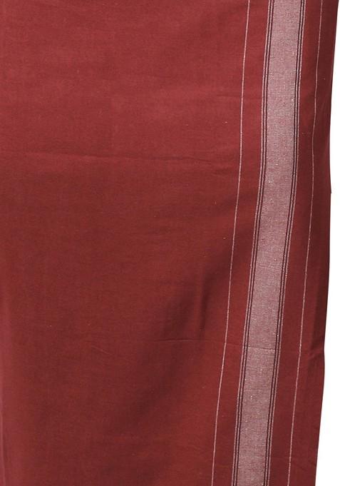 Orange Cotton Selection Of 2 Cotton Kerala Style Thalapathi Border Dhotis For Men