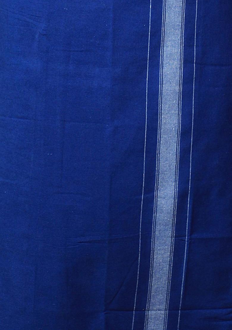 Orange Cotton Pack Of 2 Kerala Style Thalapathi Border Cotton Dhotis For Men