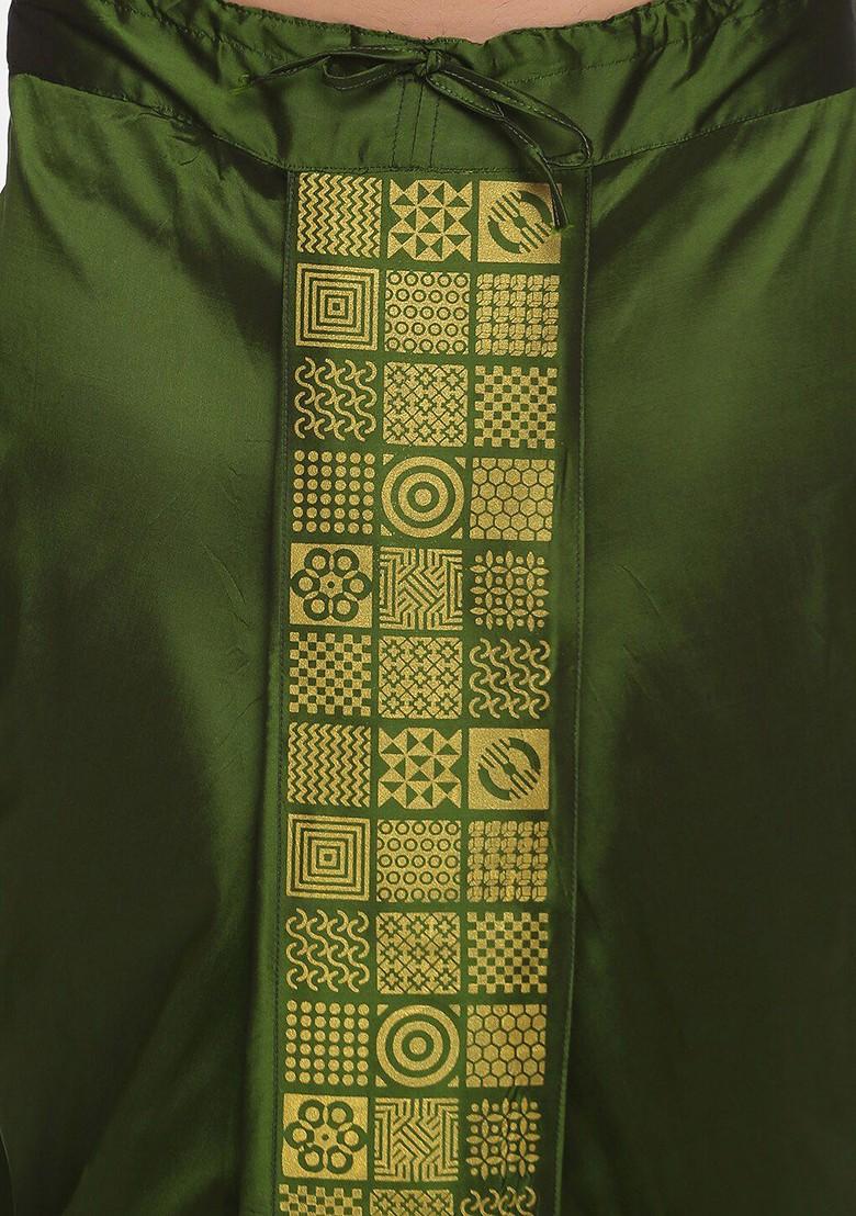 Green Green Printed Dhoti For Men - Indya
