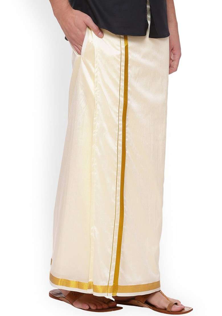 Cream Solid Dhoti For Men - Indya