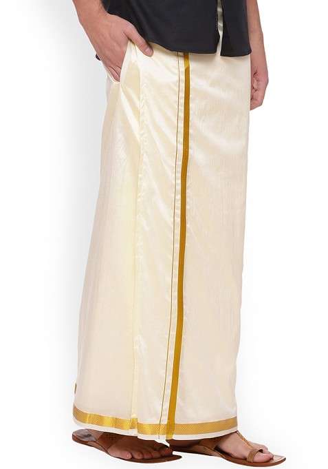Cream Solid Dhoti For Men