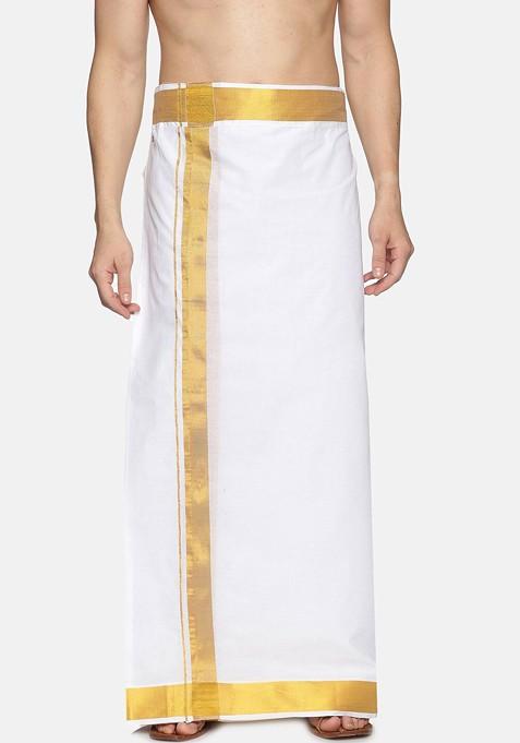 White Solid Dhoti For Men — view on Indya