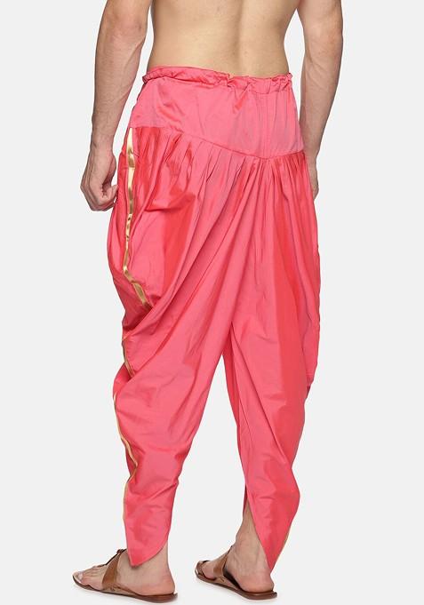 Pink Pink Solid Dhoti Pant For Men