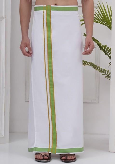 White Cotton Dhoti For Men
