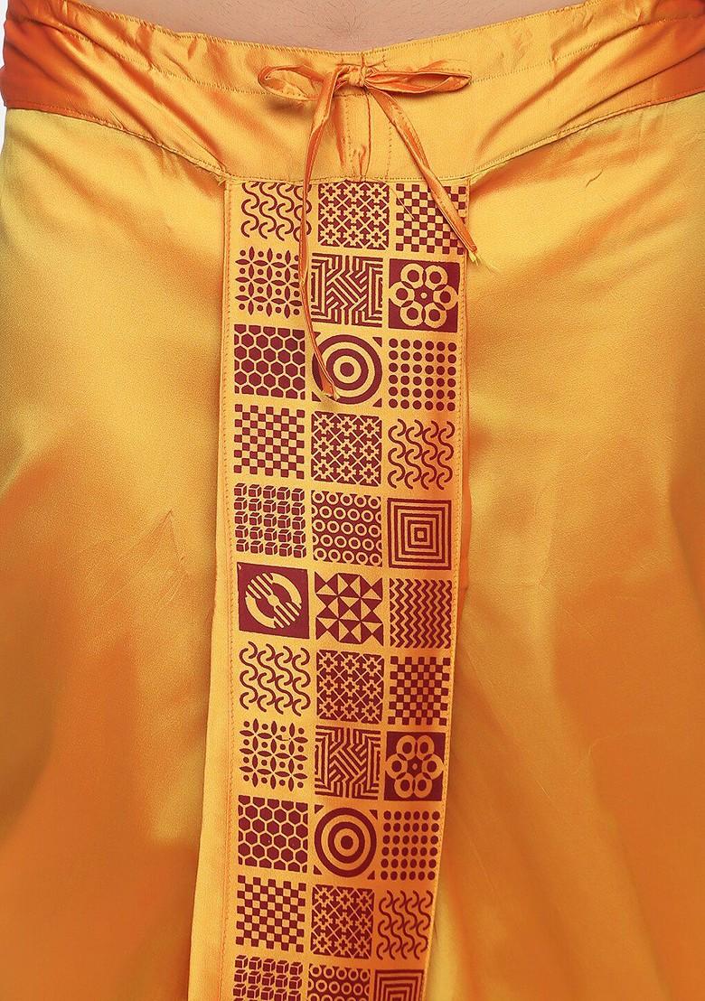 Yellow Printed Dhoti Pant For Men