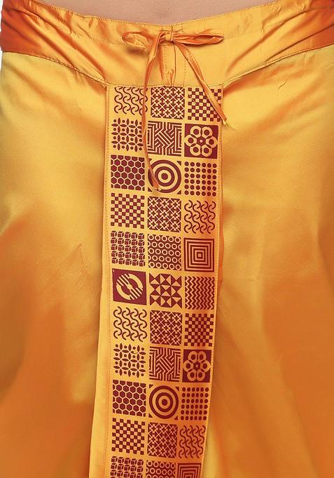 Yellow Printed Dhoti Pant For Men