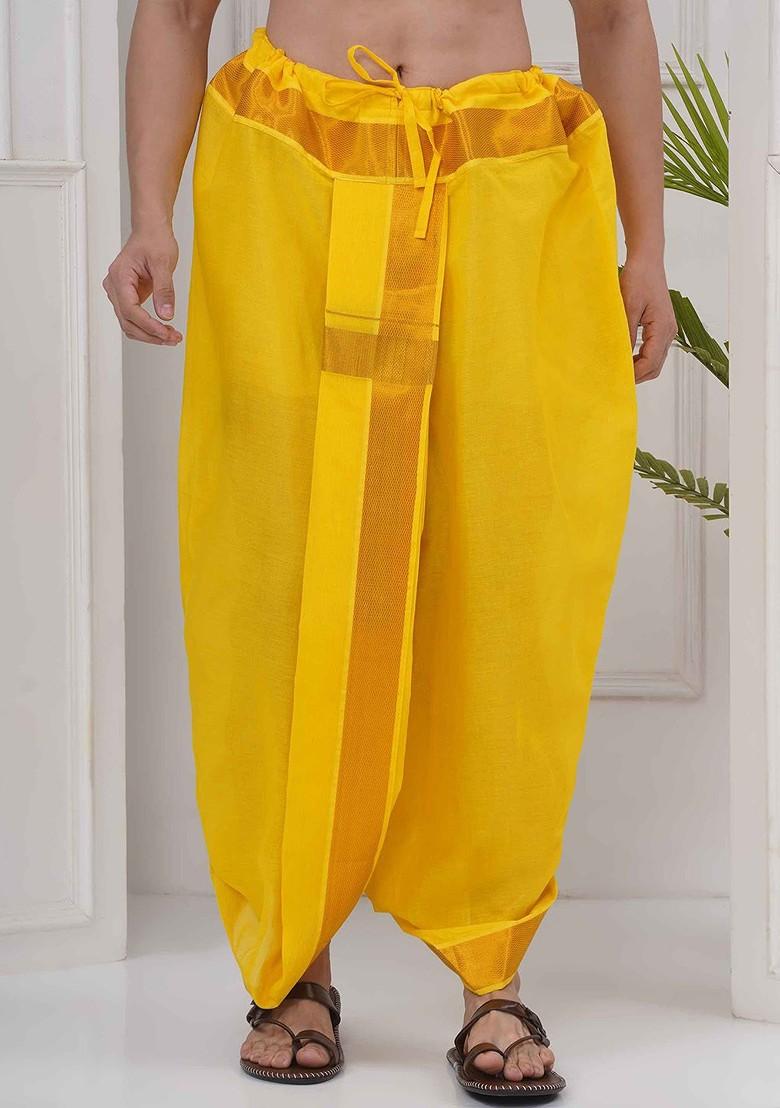 Yellow Colour Dhotipant For Men - Indya