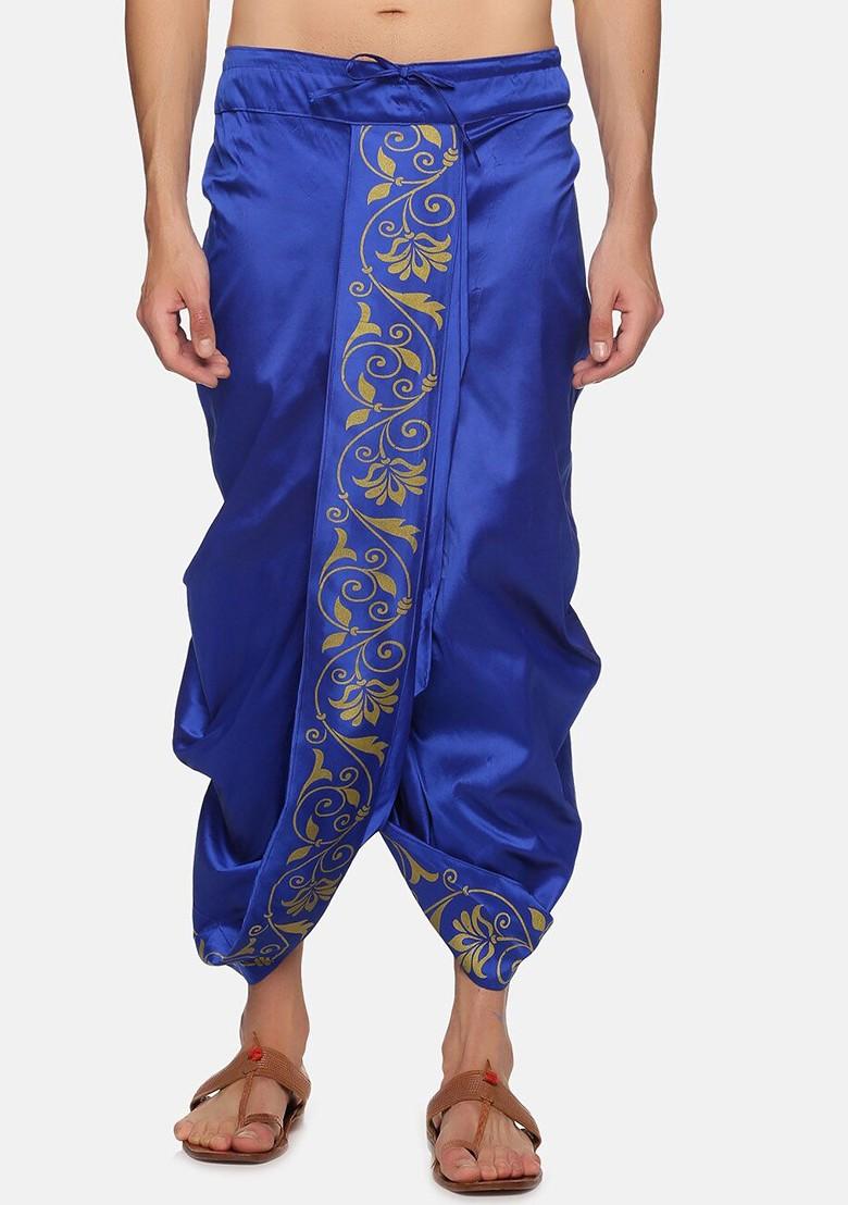 Navy Blue Navy Blue Printed Dhoti For Men