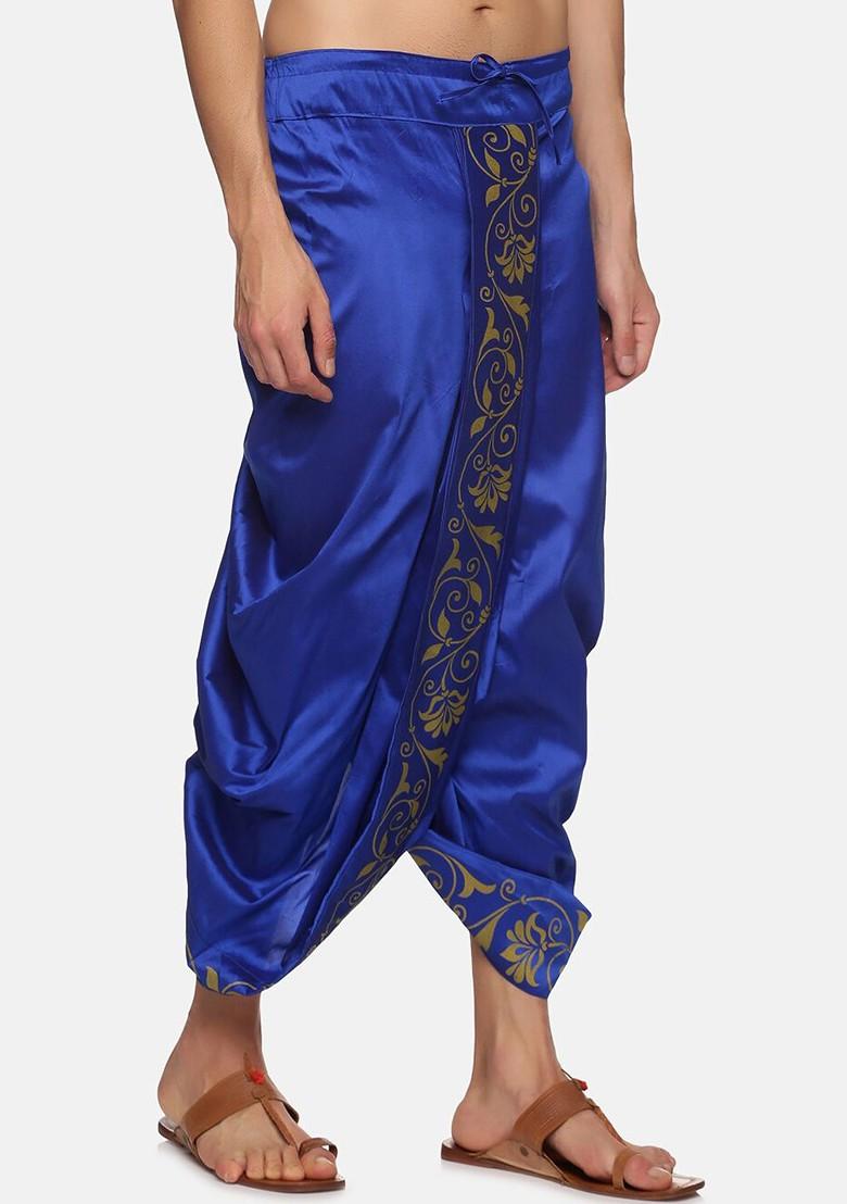 Navy Blue Navy Blue Printed Dhoti For Men