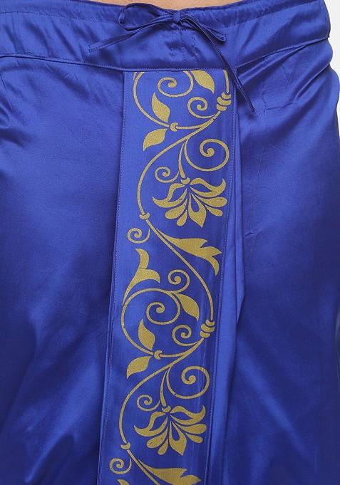 Navy Blue Navy Blue Printed Dhoti For Men