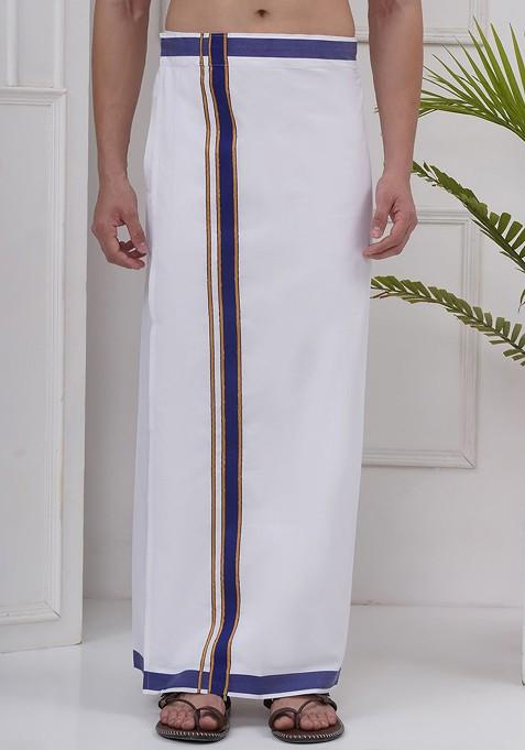 White Cotton Dhoti For Men