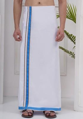 White Regular Cotton Dhoti For Men