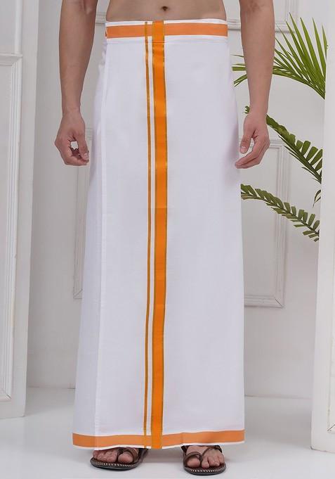 White Cotton Dhoti For Men
