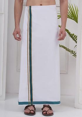 White Regular Cotton Dhoti For Men