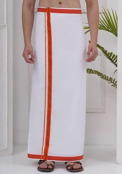 White Cotton Dhoti For Men — view on Indya