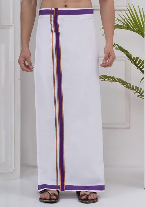 White Cotton Dhoti For Men
