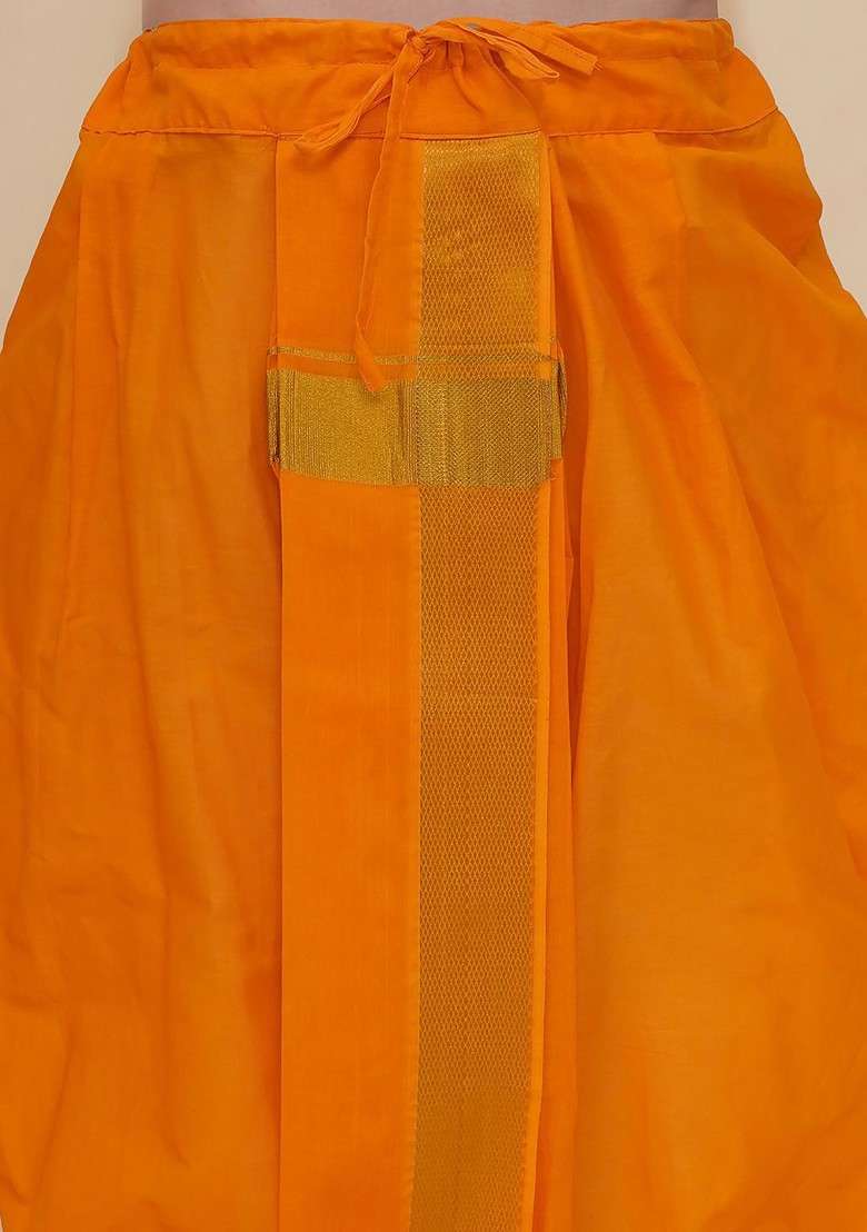 Gold Solid Dhotipant For Men - Indya