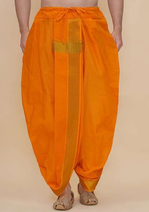 Gold Solid Dhotipant For Men