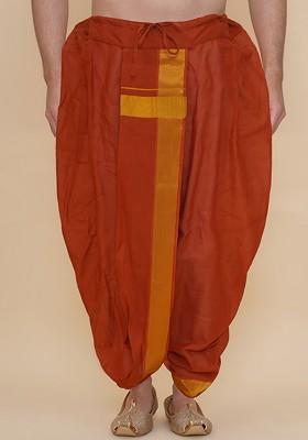 Brown Cotton Dhoti Pants For Men