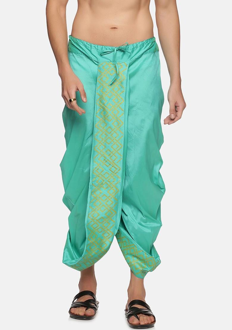 Green Green Printed Dhoti Pant For Men