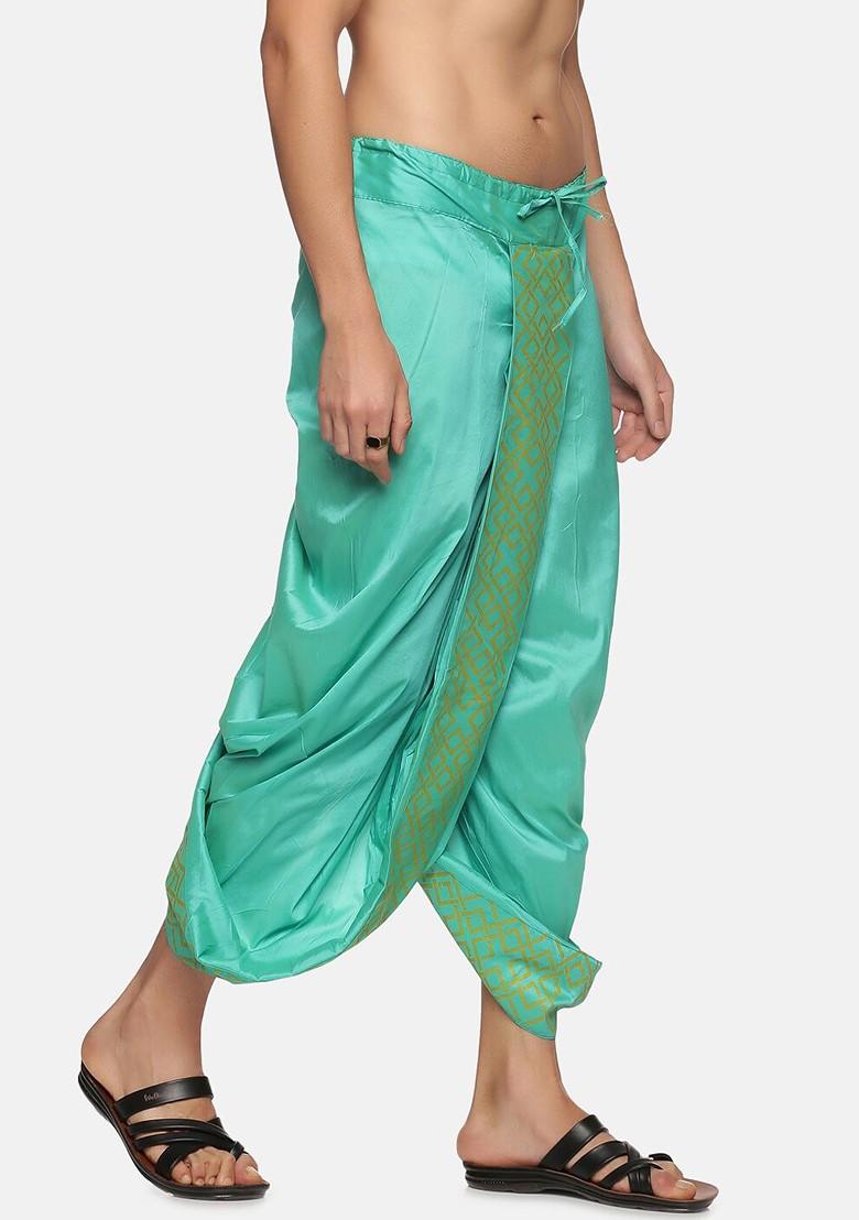 Green Green Printed Dhoti Pant For Men