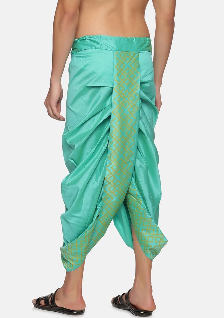 Green Green Printed Dhoti Pant For Men