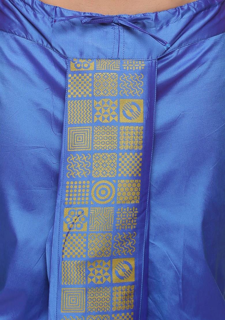 Blue Blue Printed Dhoti For Men - Indya