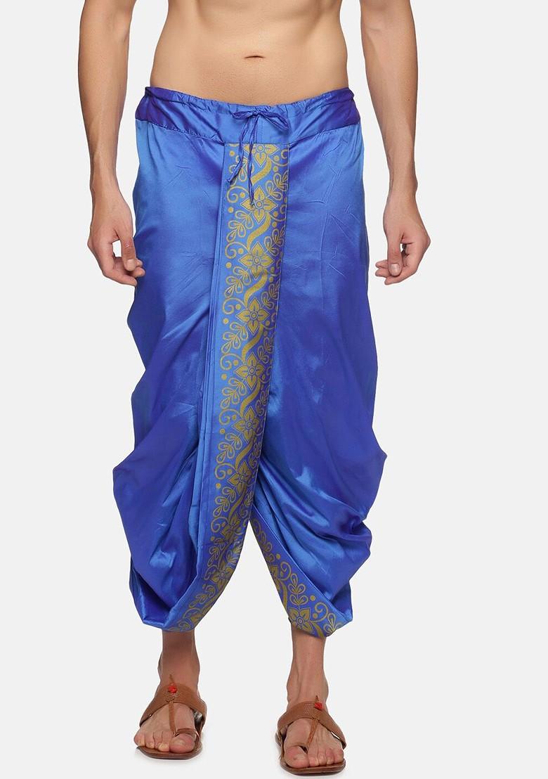 Blue Blue Printed Dhoti For Men
