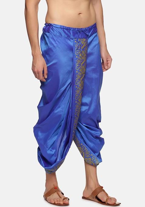 Blue Blue Printed Dhoti For Men