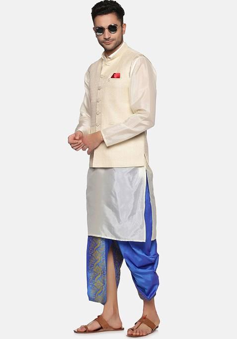 Blue Blue Printed Dhoti For Men