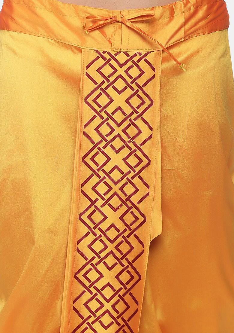 Yellow Printed Dhoti Pant For Men