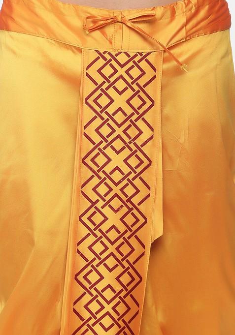 Yellow Printed Dhoti Pant For Men
