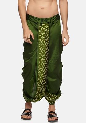 Green Green Printed Dhoti For Men