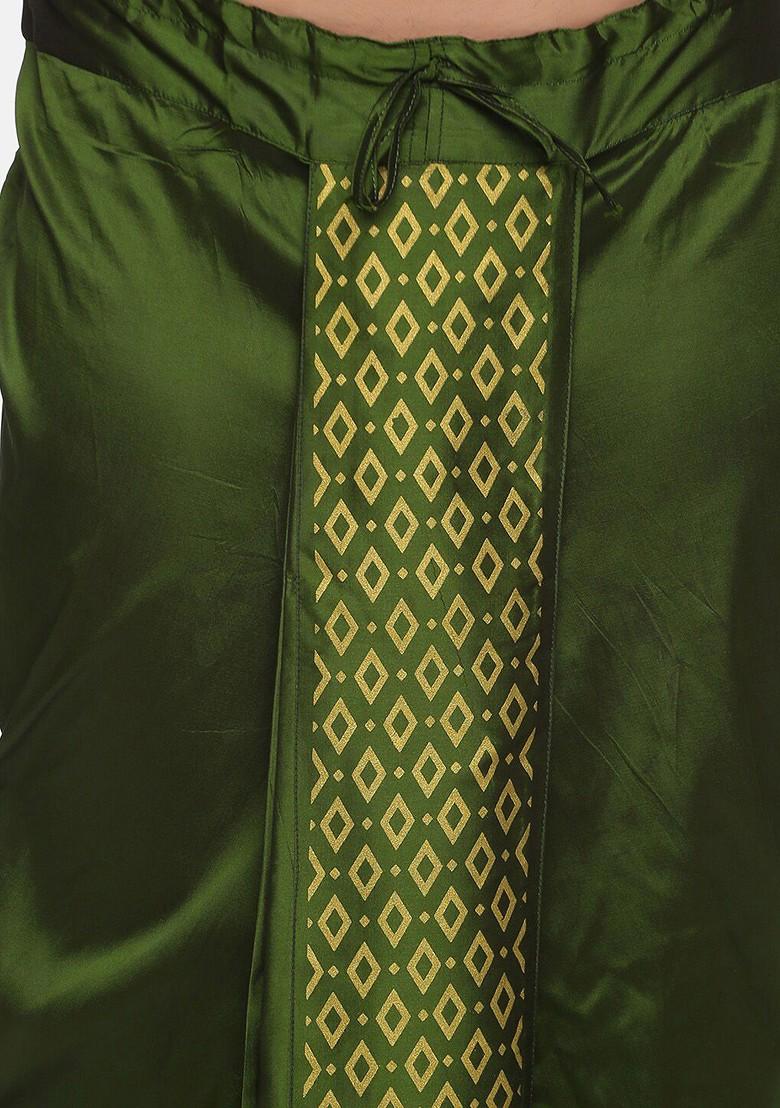 Green Green Printed Dhoti For Men - Indya