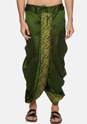 Green Green Printed Dhoti For Men