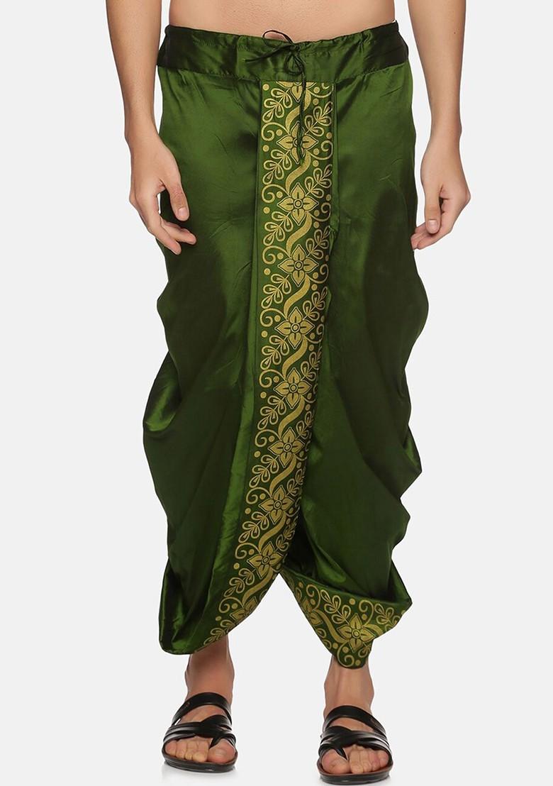Green Green Printed Dhoti For Men