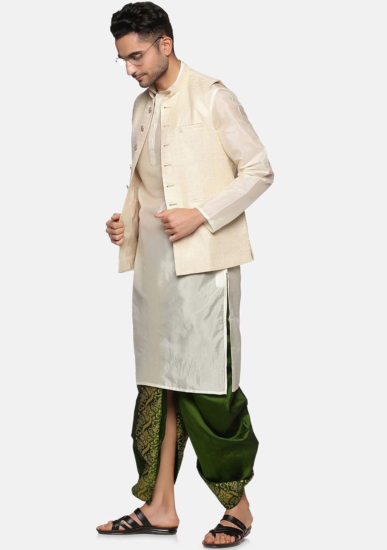 Green Green Printed Dhoti For Men