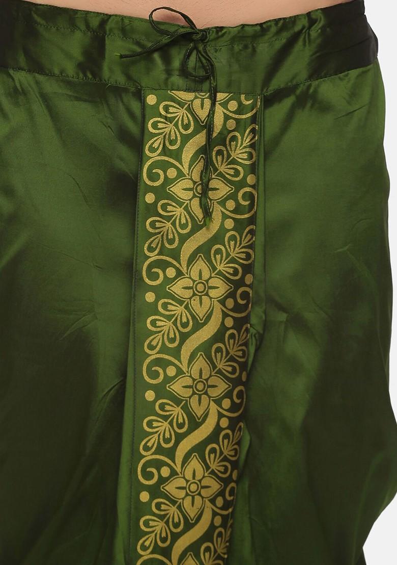 Green Green Printed Dhoti For Men