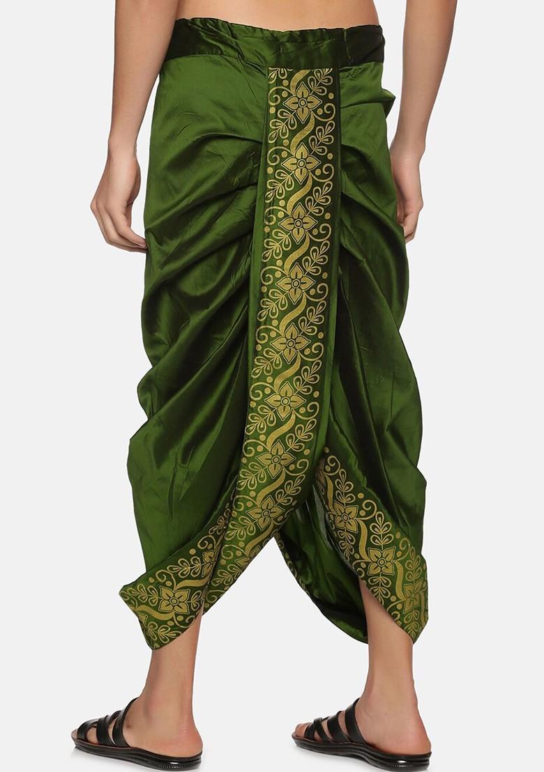 Green Green Printed Dhoti For Men