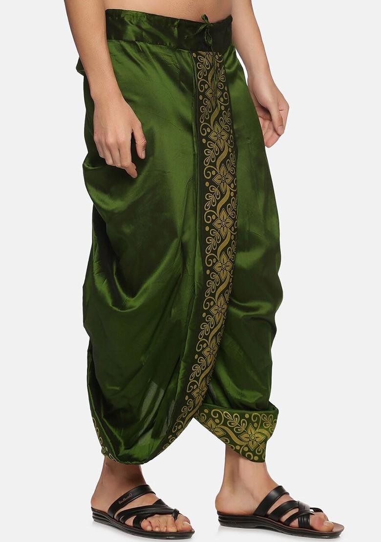 Green Green Printed Dhoti For Men