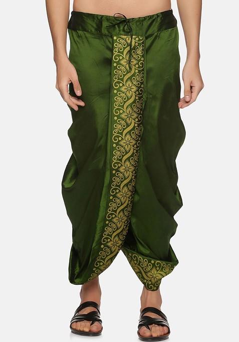 Green Green Printed Dhoti For Men